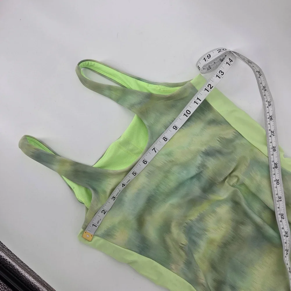 Athleta Girl One Piece Swimsuit Size 12‎ Green Abstract Vitamin Sea Sporty Beach